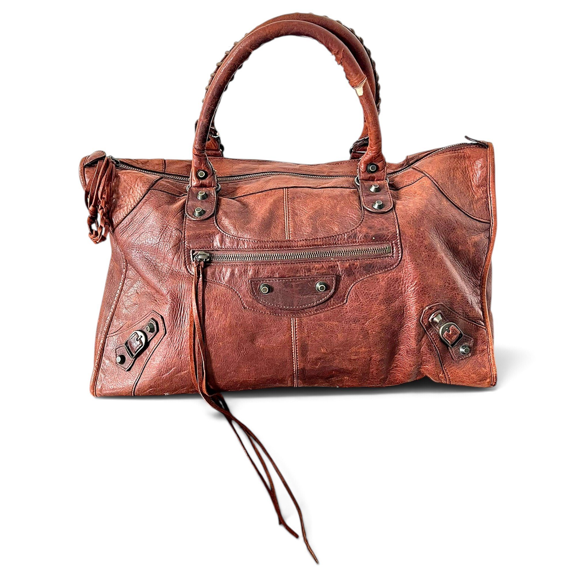 Work leather handbag