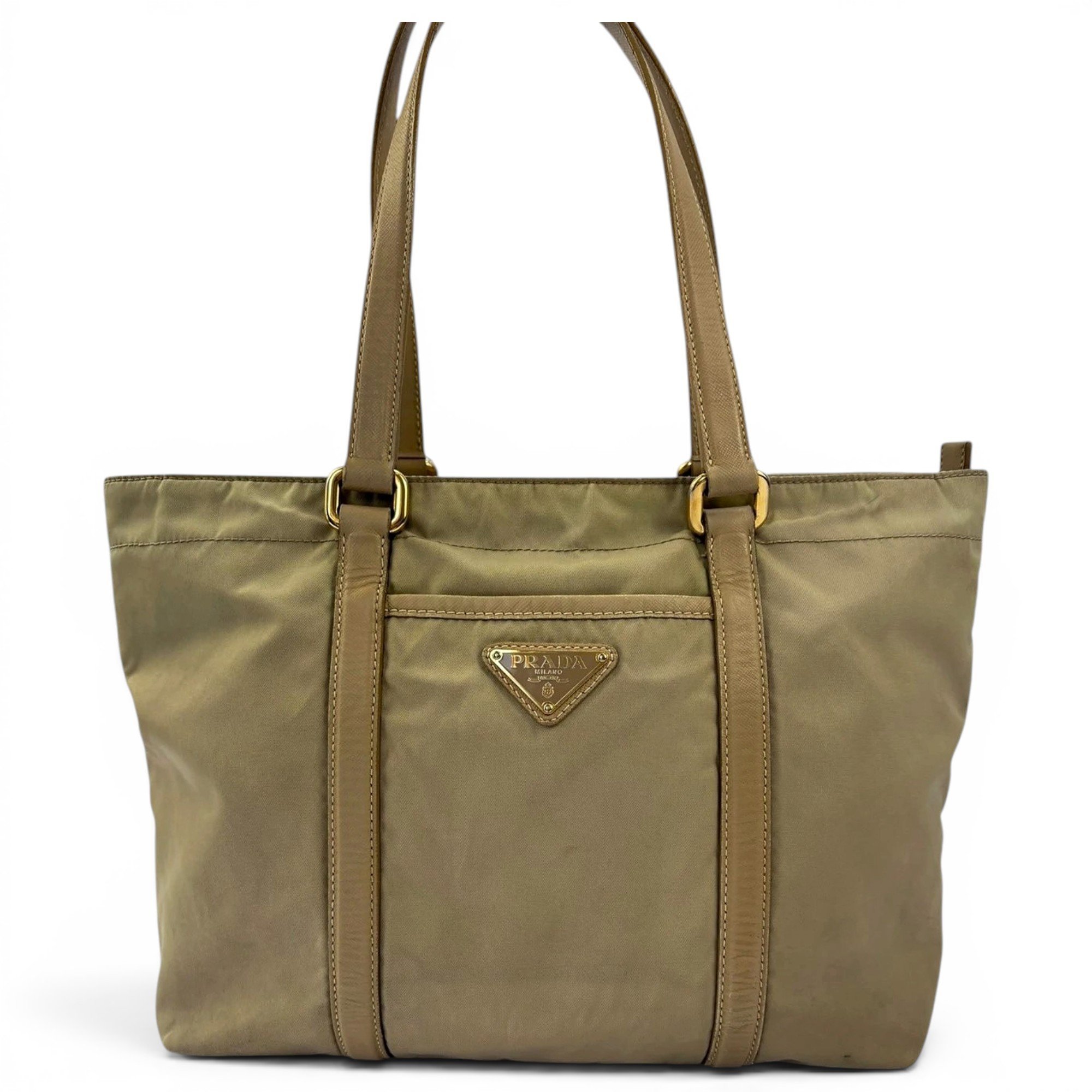 Triangle leather tote