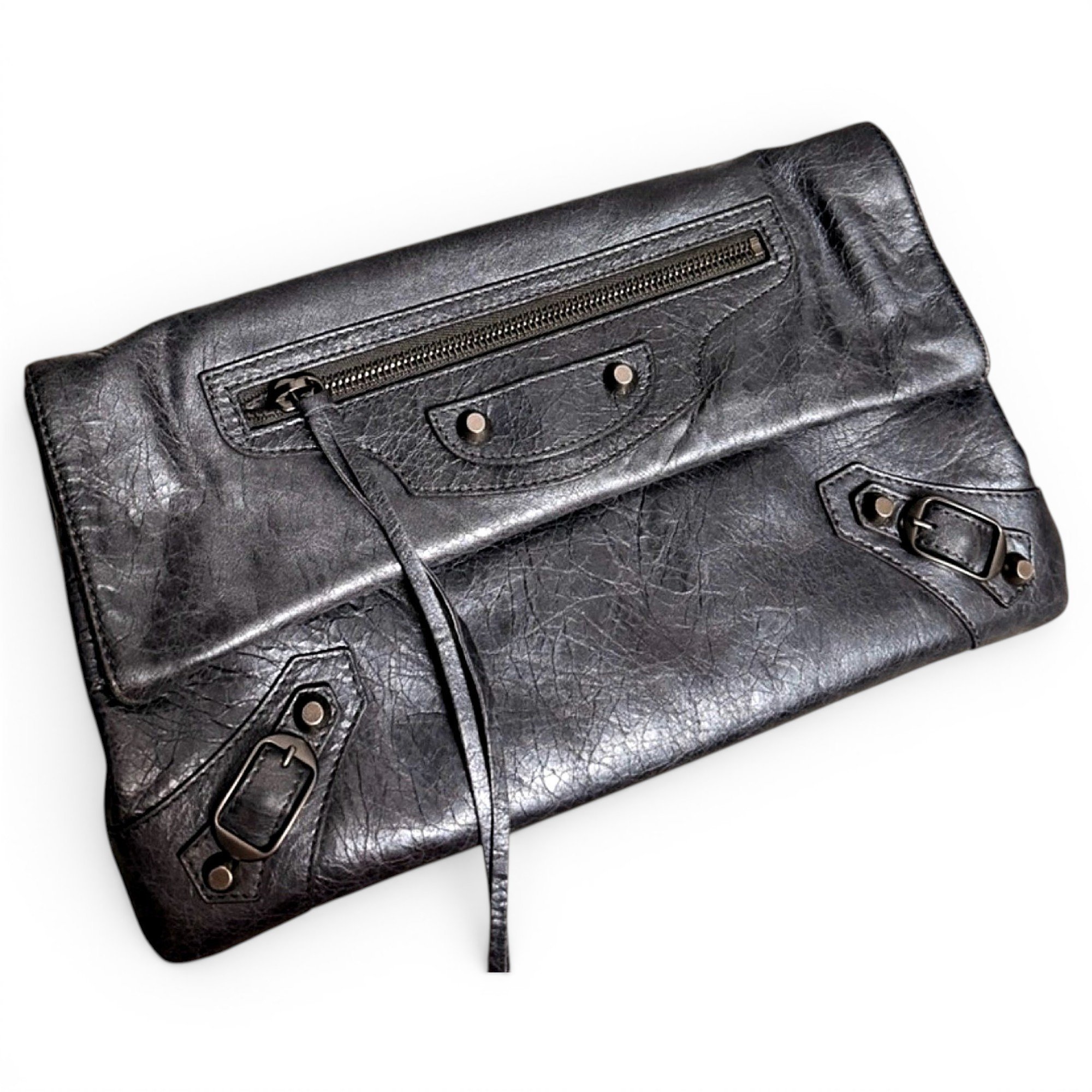 Leather clutch bag