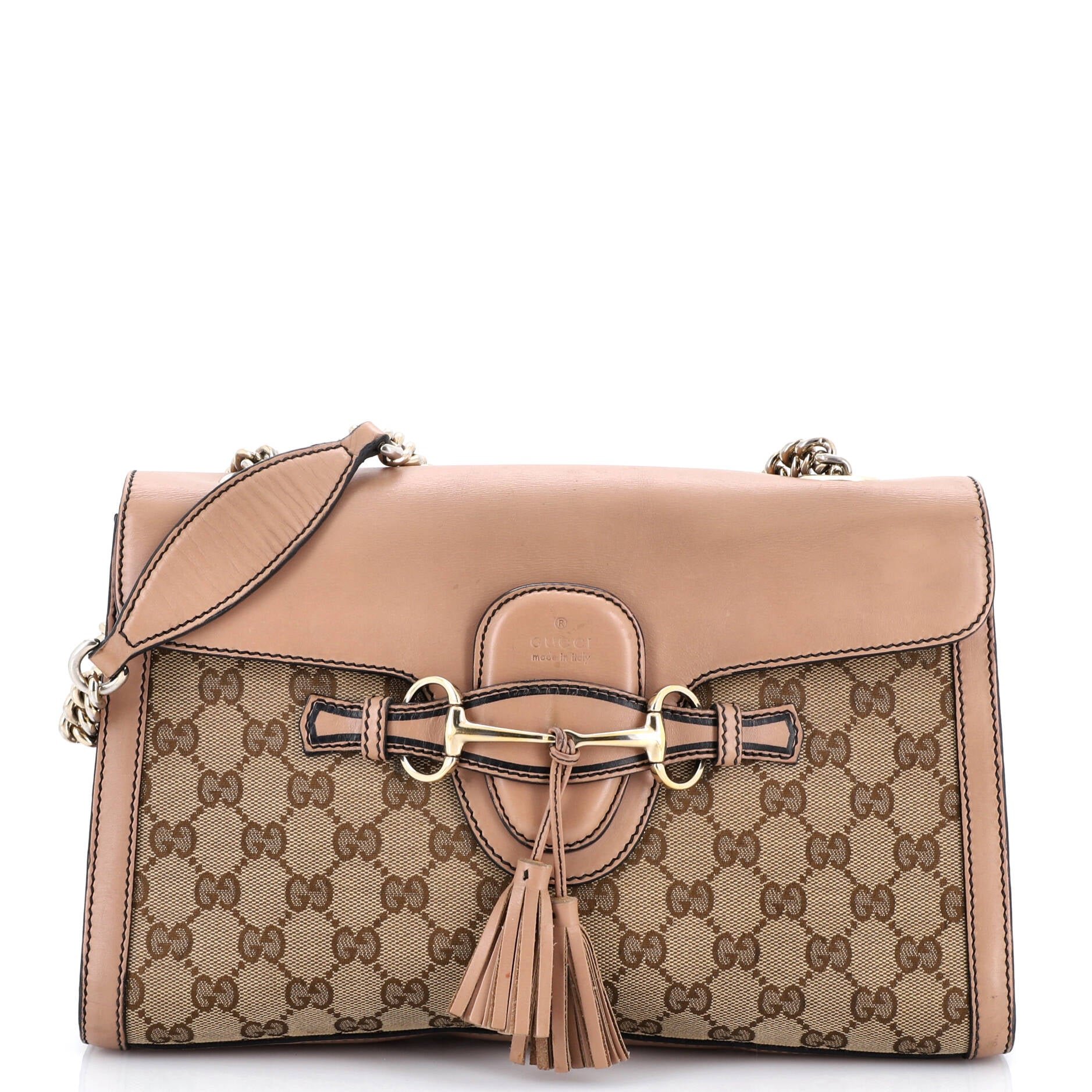Emily Chain Flap Shoulder Bag GG Canvas and Leather Medium