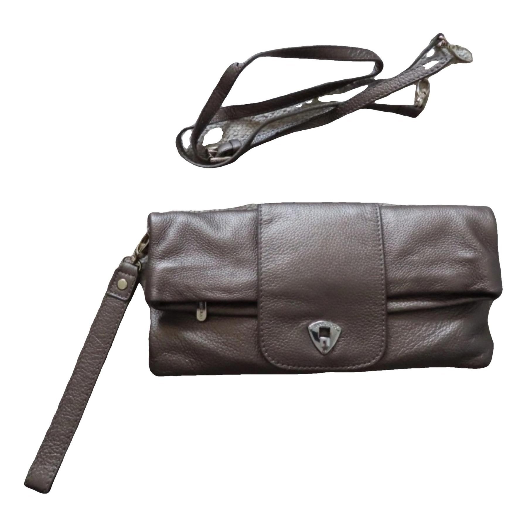 Leather clutch bag