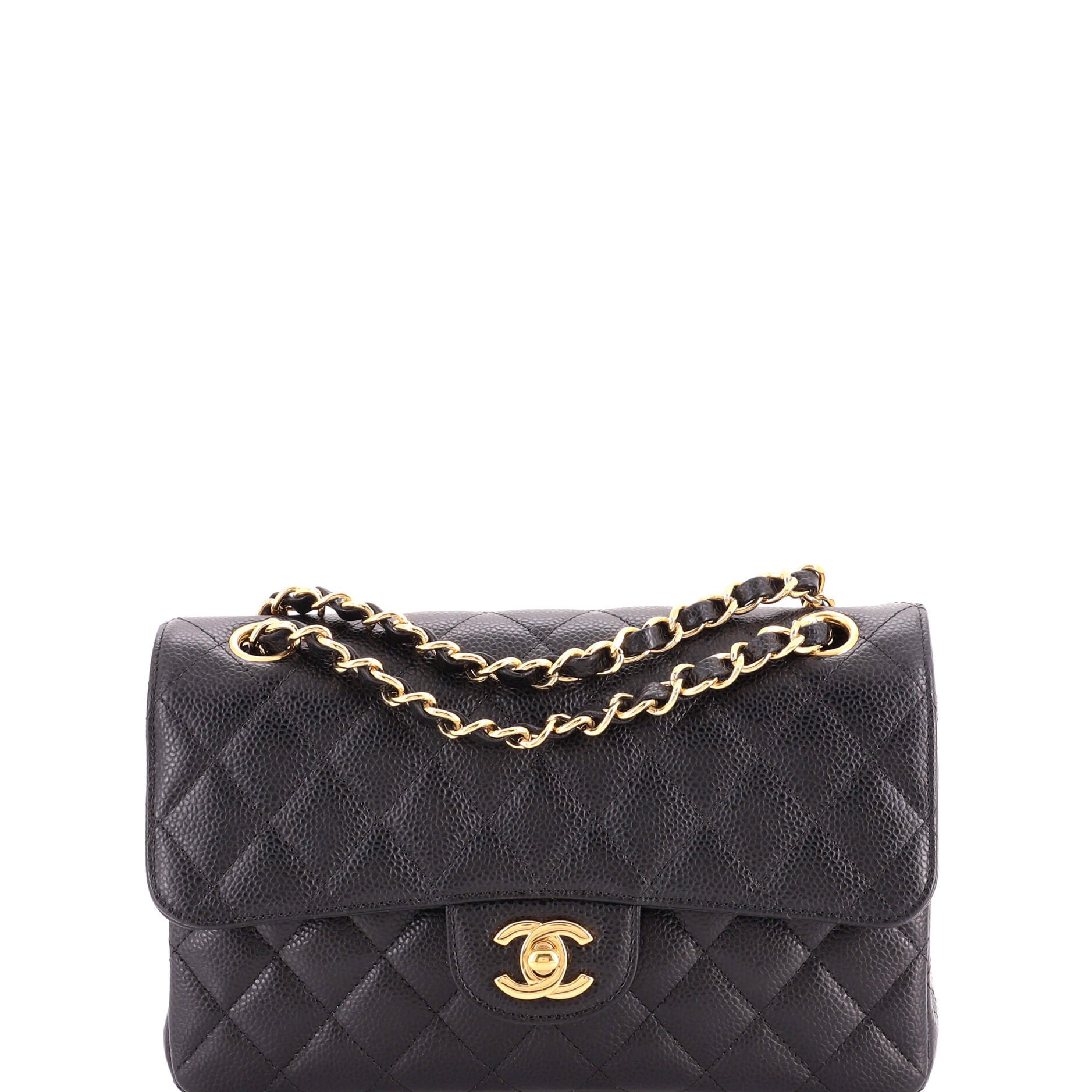Classic Double Flap Bag Quilted Caviar Small