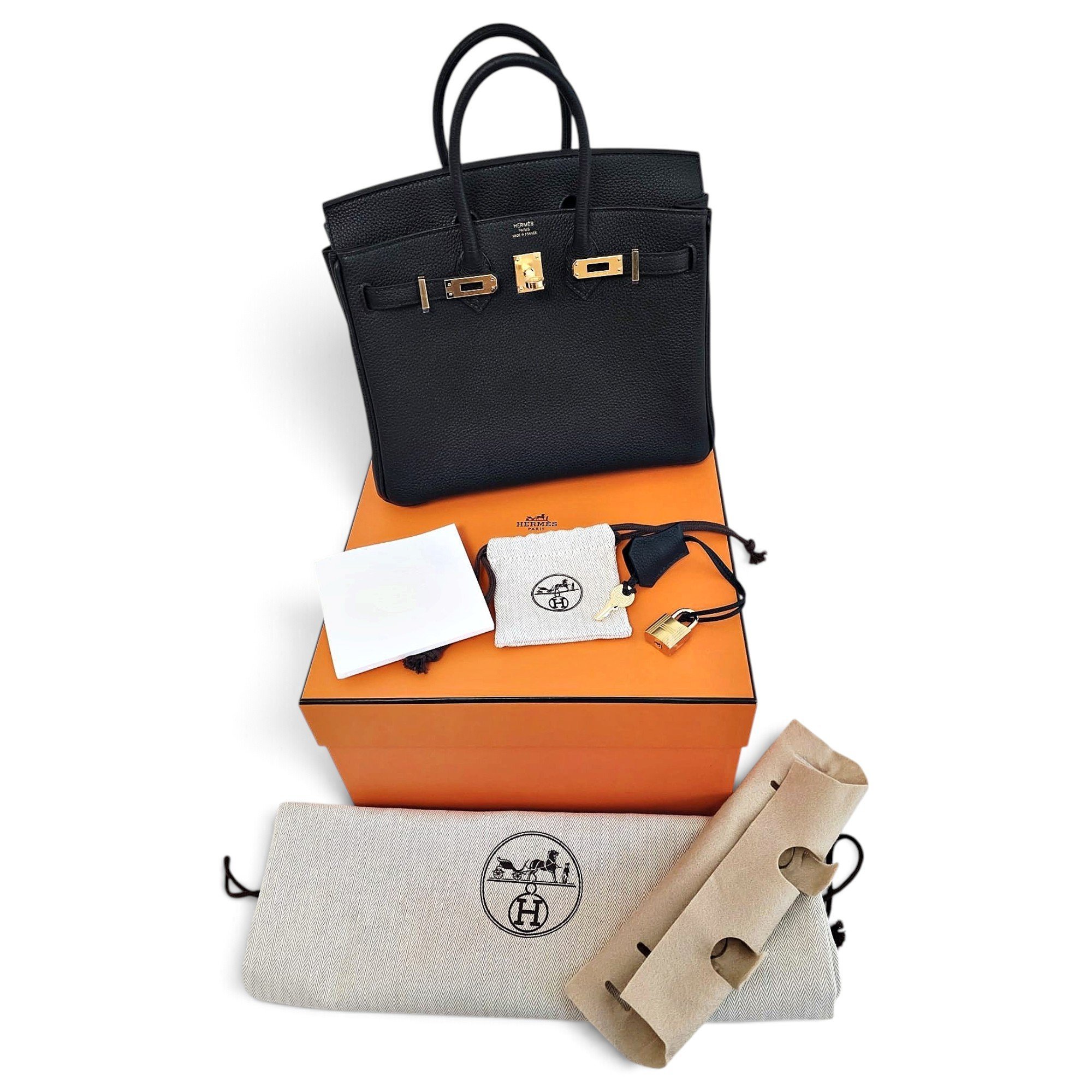 Hermes Birkin 25 Handbag Black Togo Leather