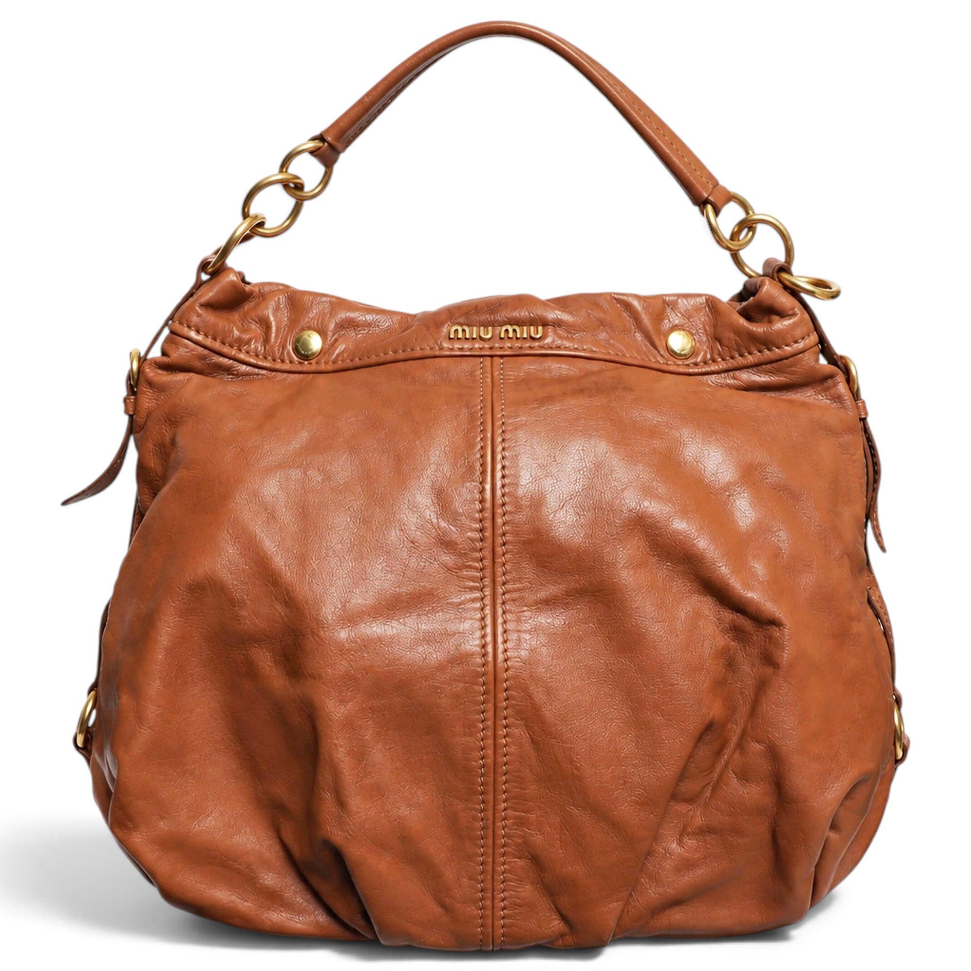 Pocket leather handbag