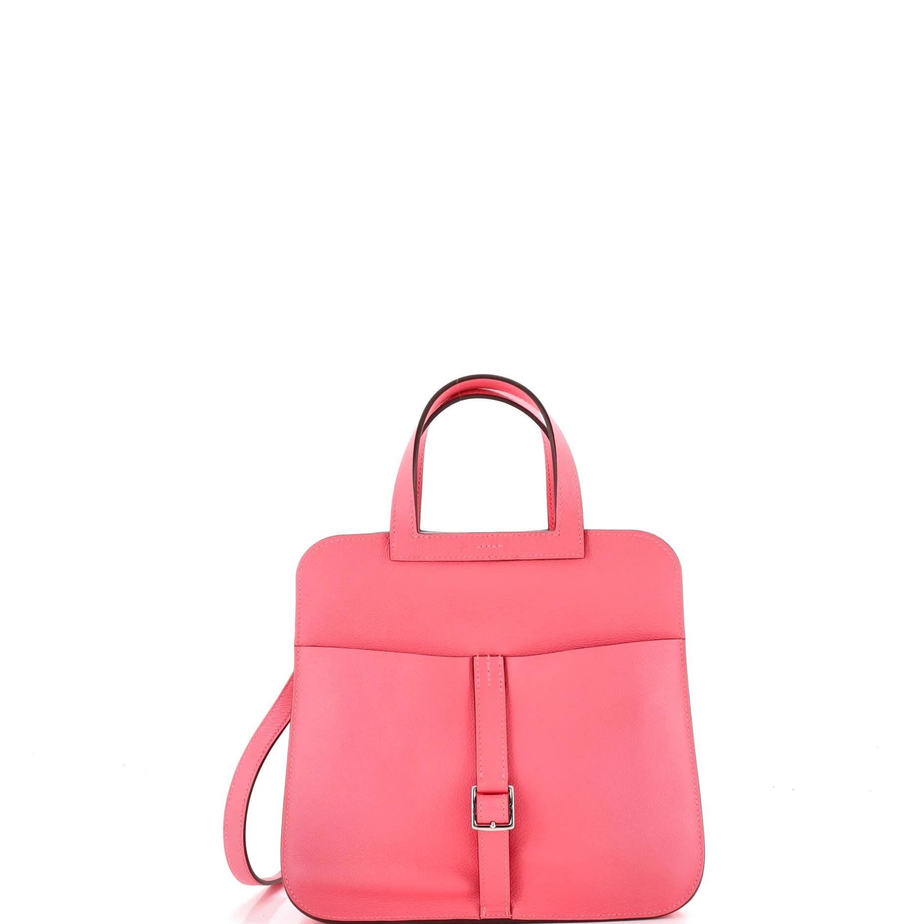 Hermes Halzan 25 Handbag Pink Evercolor Leather 2020