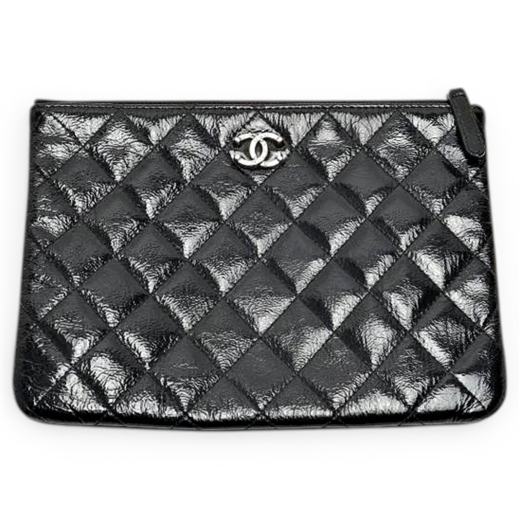 Patent leather clutch bag