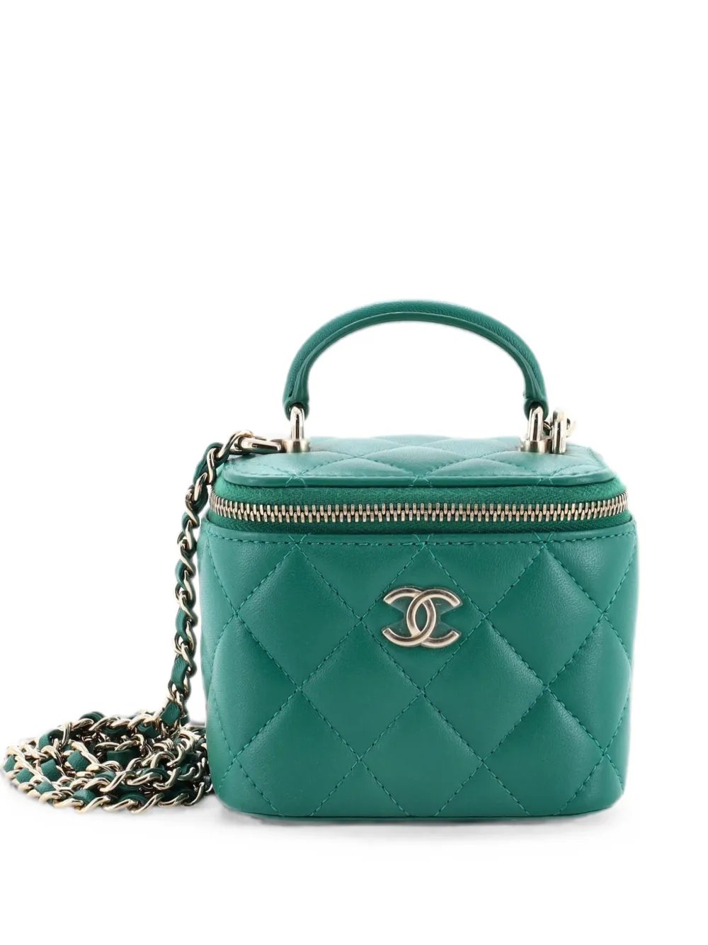 Classic Top Handle Vanity Case with Chain Quilted Lambskin Mini crossbody bag