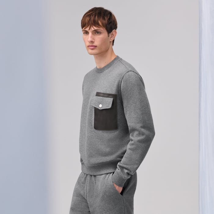 Gris "Empreintes Sellier Cuir" Crewneck Sweater
