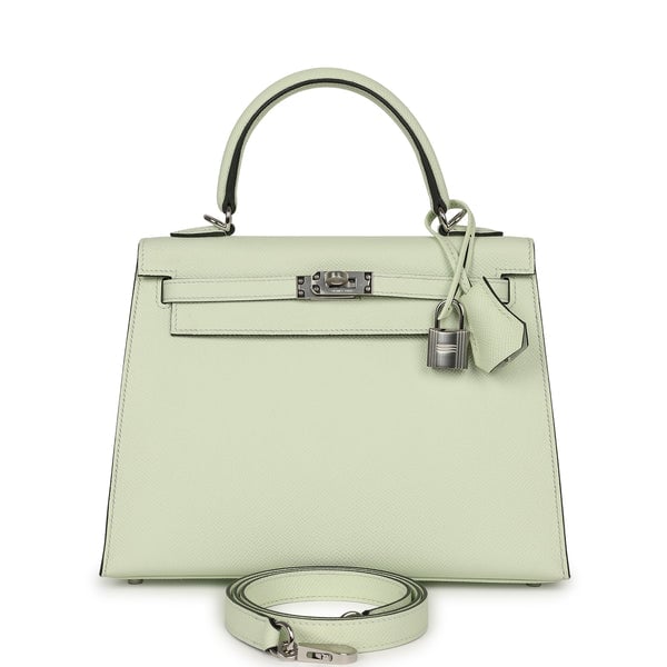 Hermes Kelly Sellier 25 Vert Fizz Epsom Palladium Hardware
