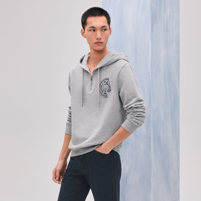Gris Clair Hooded Sweater With Clou De Selle Detail