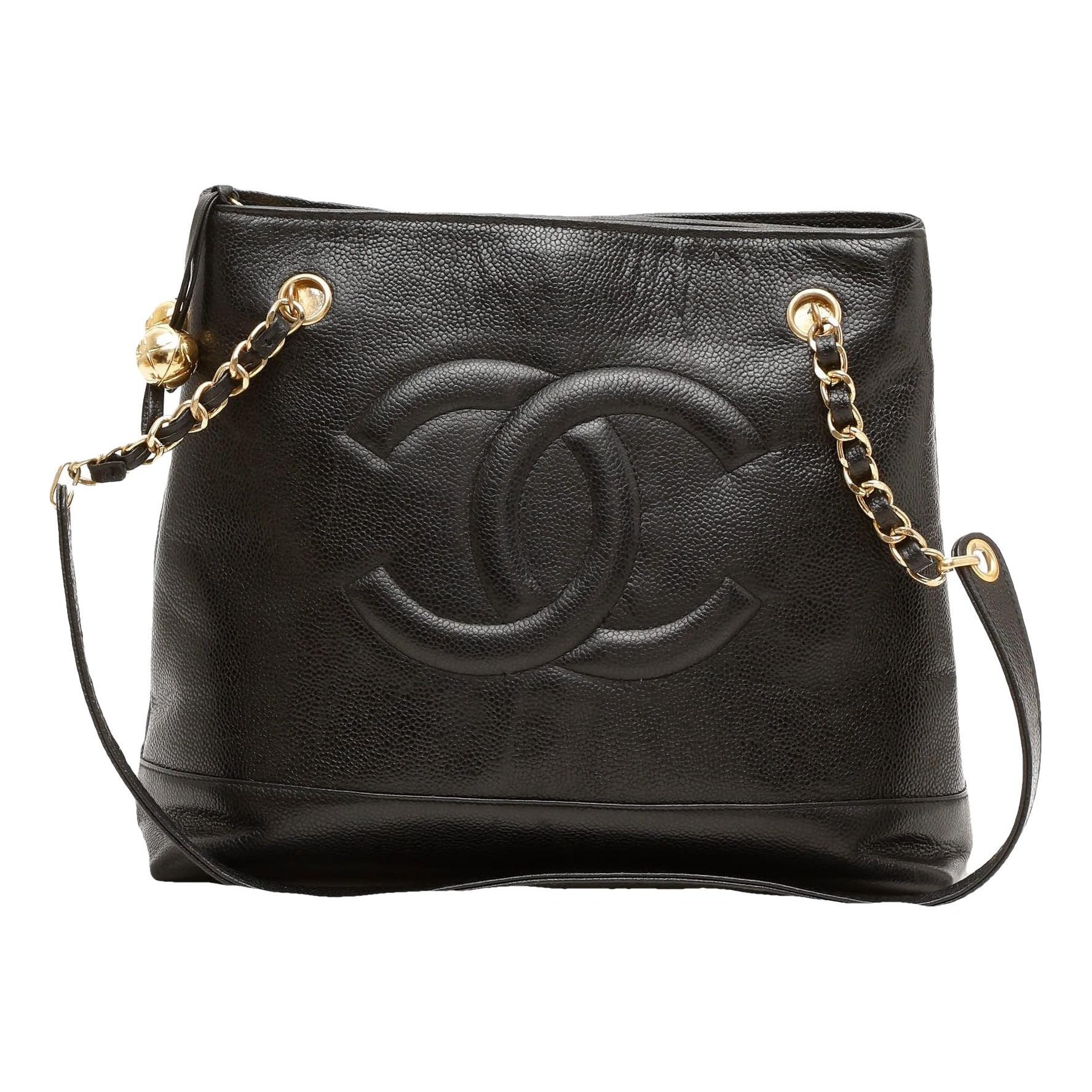 Vintage CC Chain patent leather tote