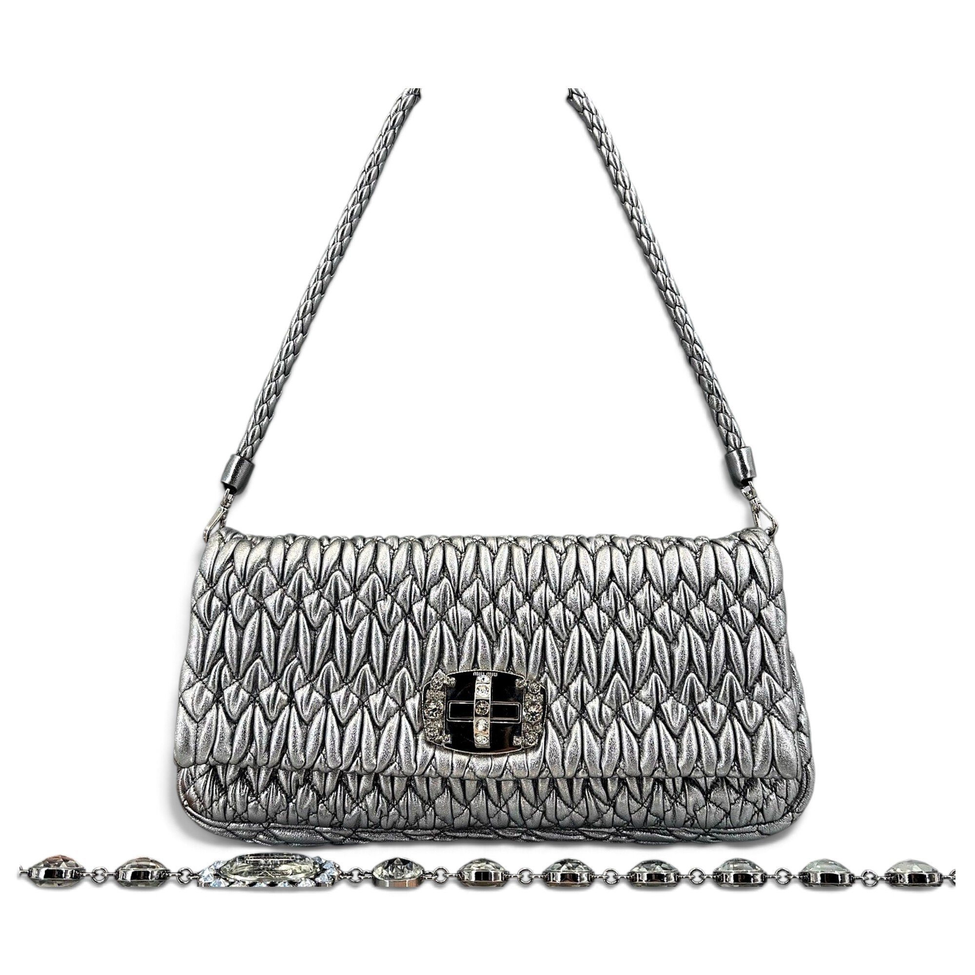Miu Crystal leather handbag