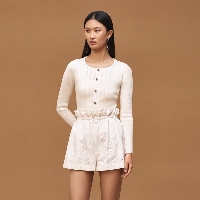 Blanc Céramique Buttoned Cardigan