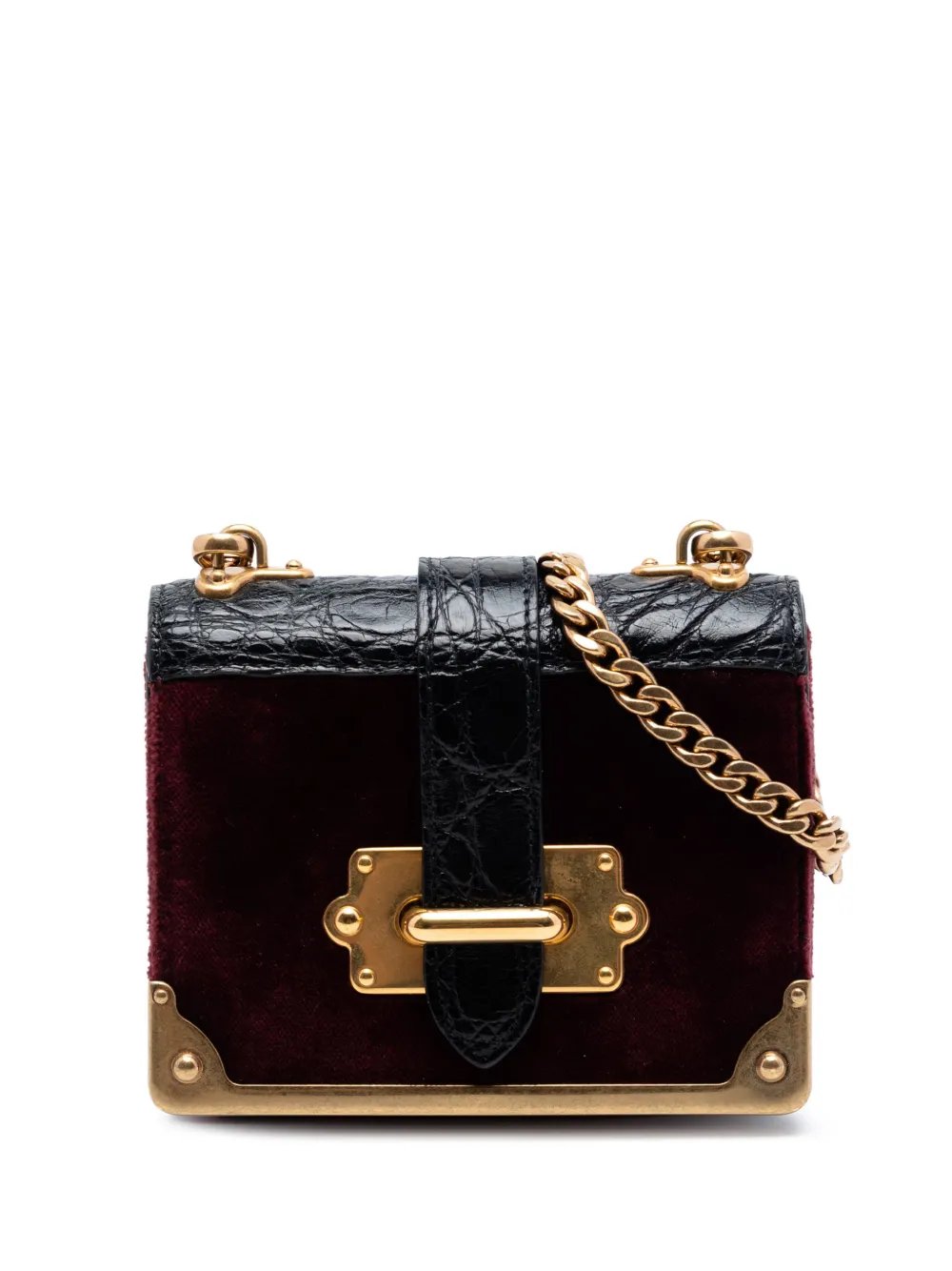 2010-2026 Micro Croc Embossed Leather Trimmed Velluto Cahier crossbody bag