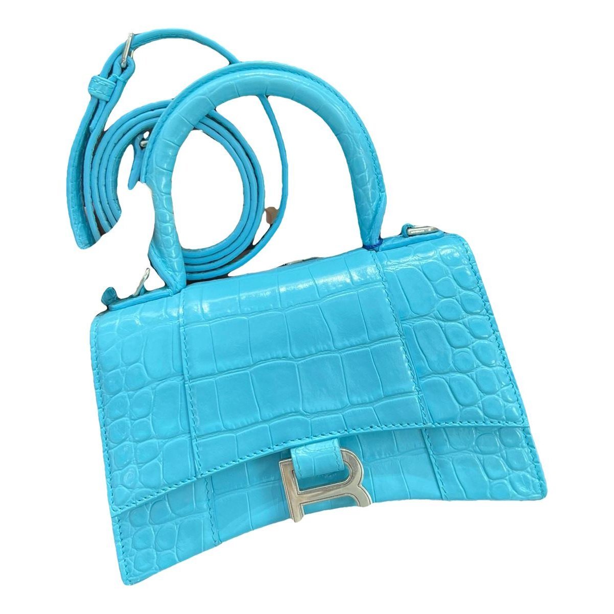 Hourglass leather handbag