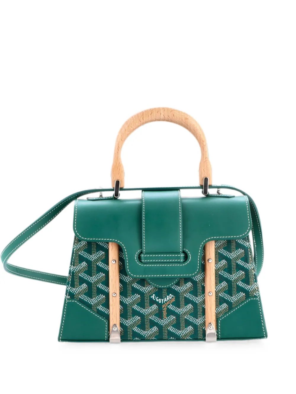 Structured Saigon Top Handle Bag Coated Canvas with Leather Mini satchel