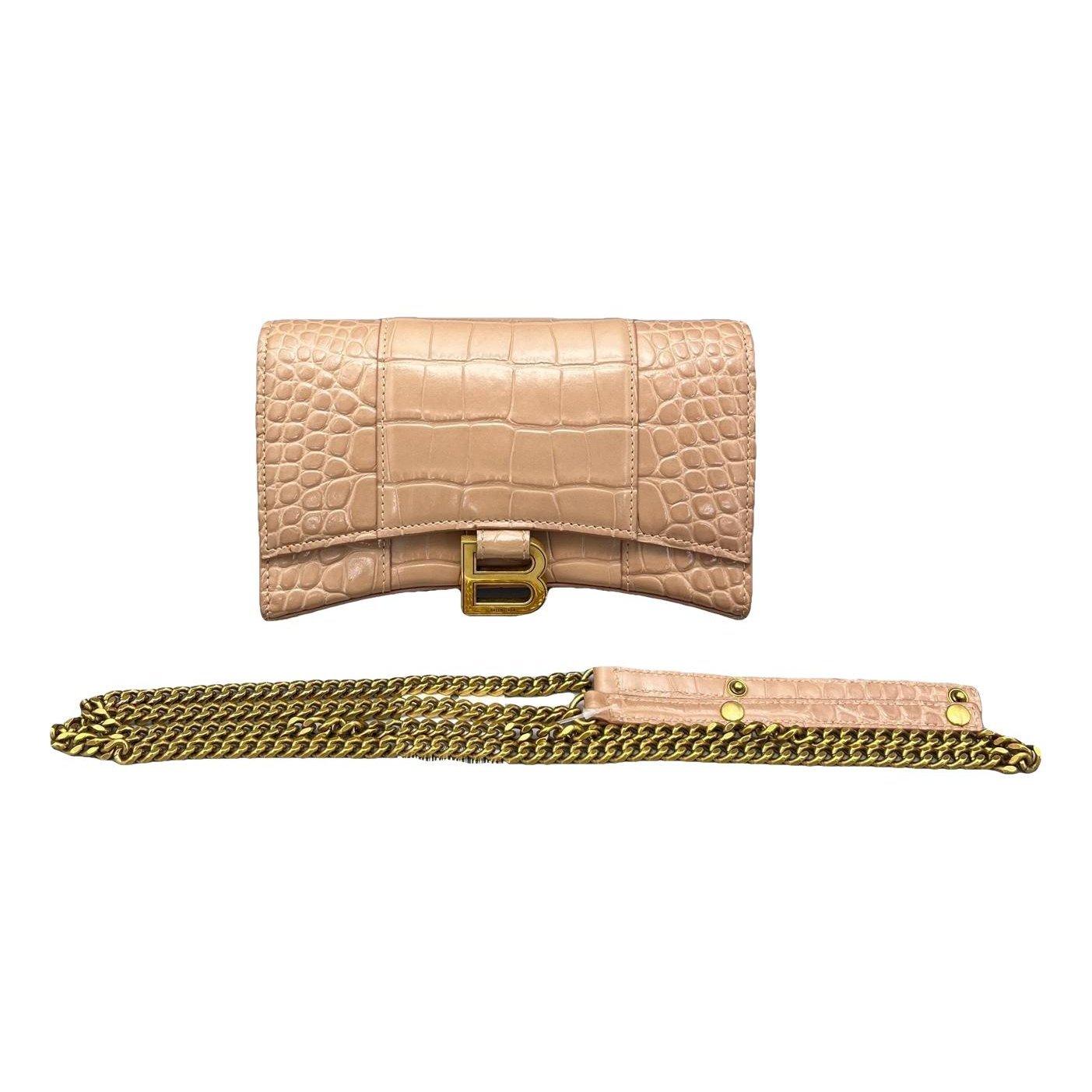 Hourglass leather handbag