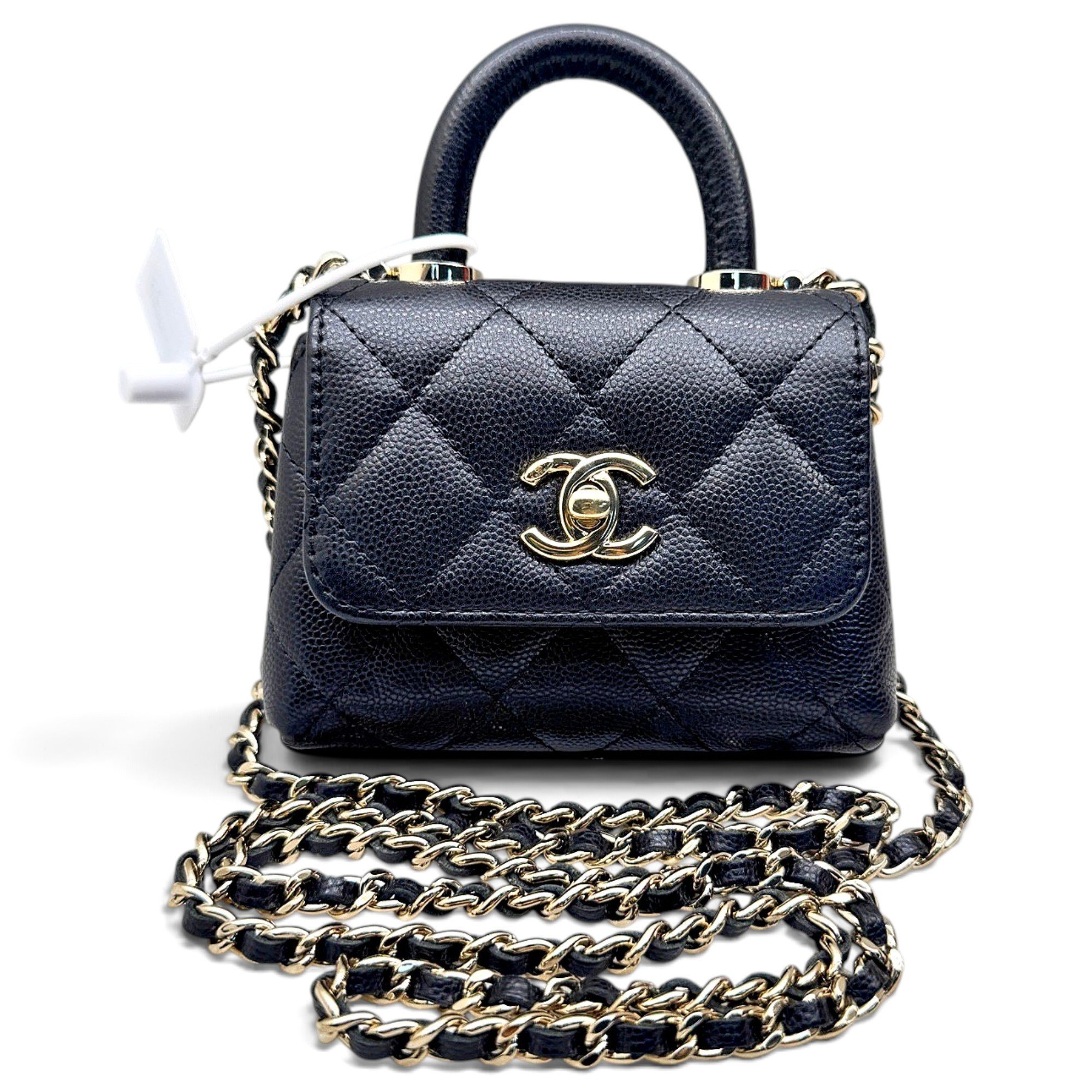 Trendy CC Top Handle leather handbag