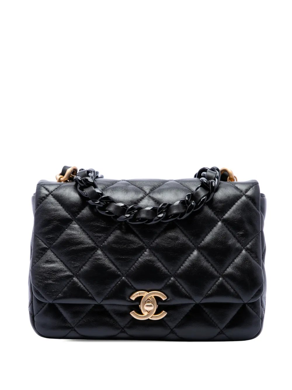 2021-2026 Small Quilted Lambskin Lacquered Chain Flap crossbody bag