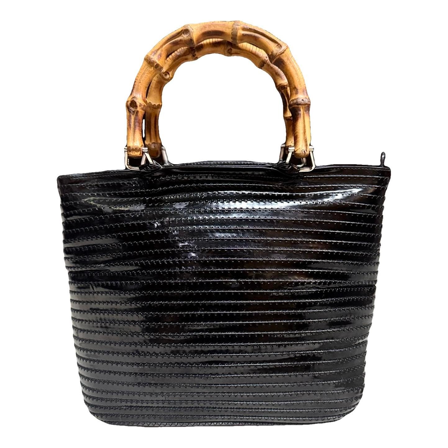 Vintage Bamboo patent leather handbag