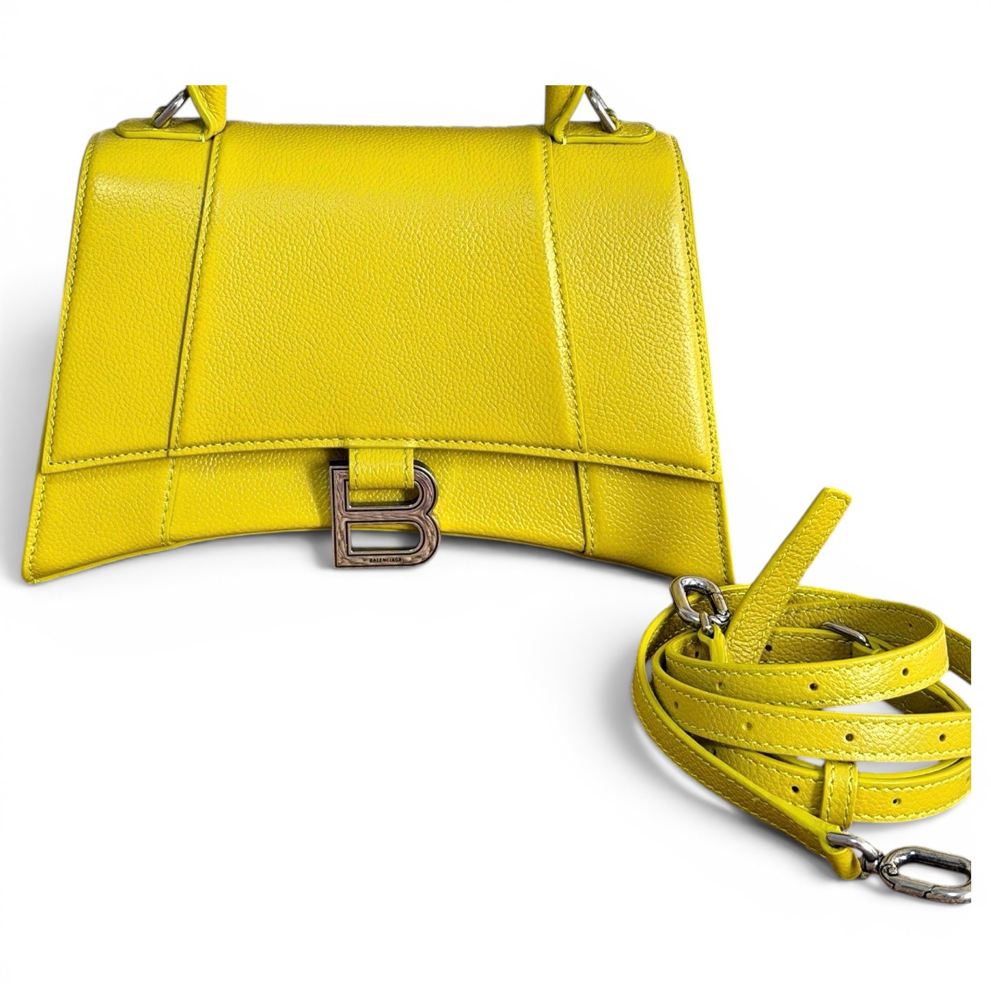 Hourglass leather handbag
