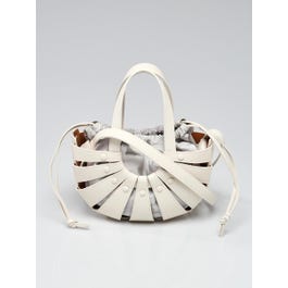 Bottega Veneta Bottega Veneta White Calfskin Leather Small Shell Bag