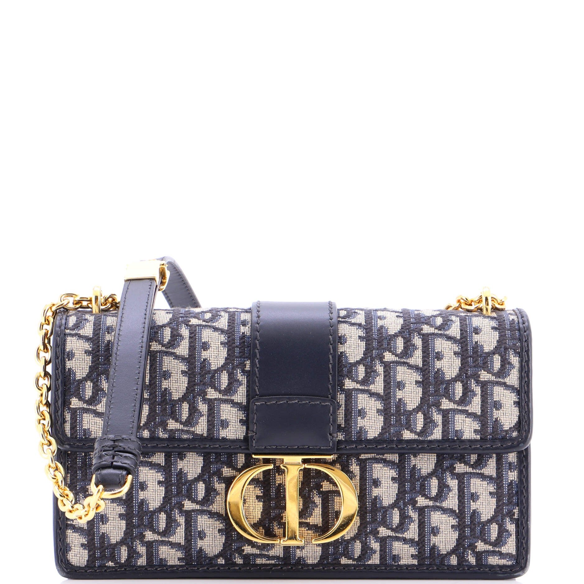 Dior 30 Montaigne Chain Flap Bag Oblique Canvas East West