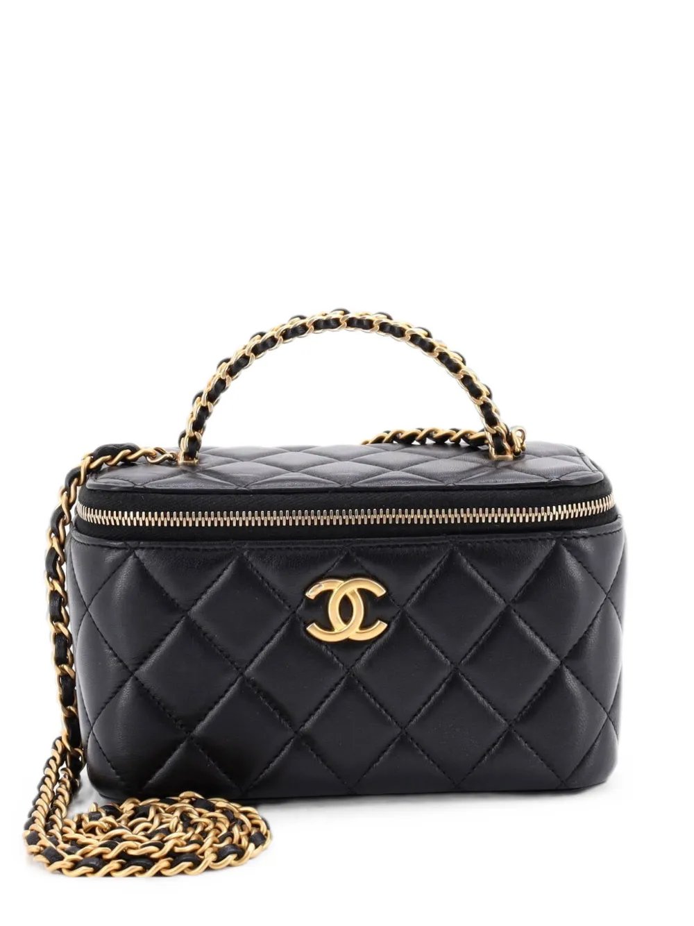 Pick Me Up Top Handle Vanity Case with Chain Quilted Lambskin Small shoulder bag