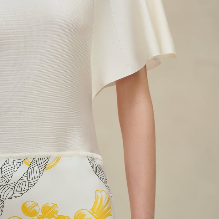 Blanc Nacre "Palefroi Remix" Short-sleeve Twillaine Long Dress