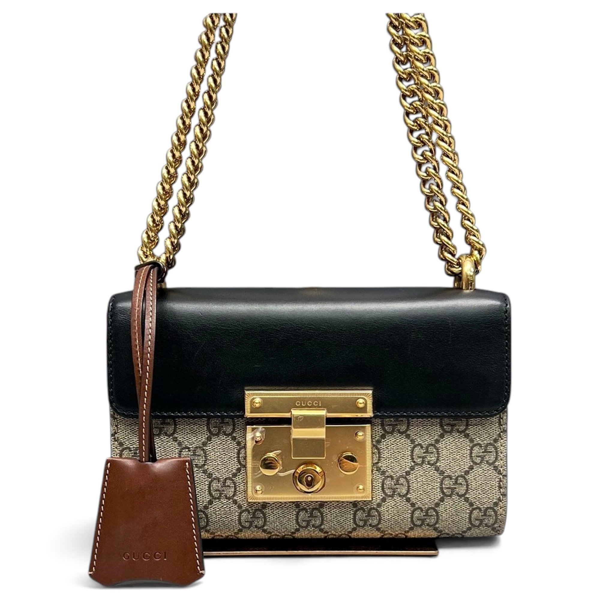 Padlock leather handbag