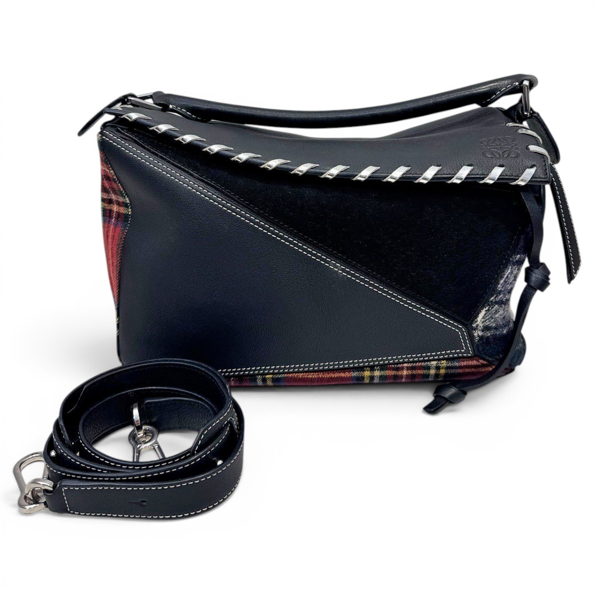 Puzzle leather handbag