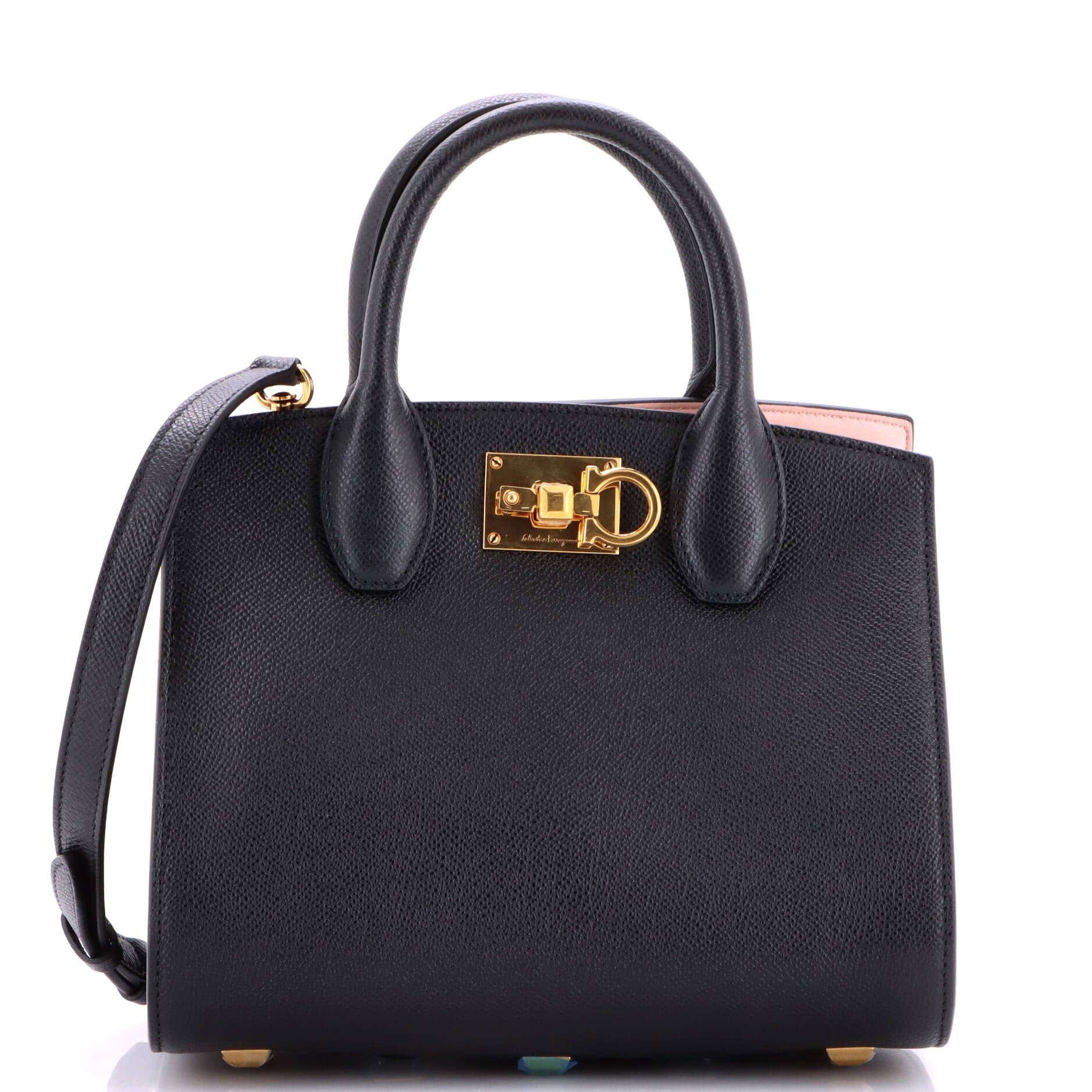 Studio Top Handle Box Bag Leather Small