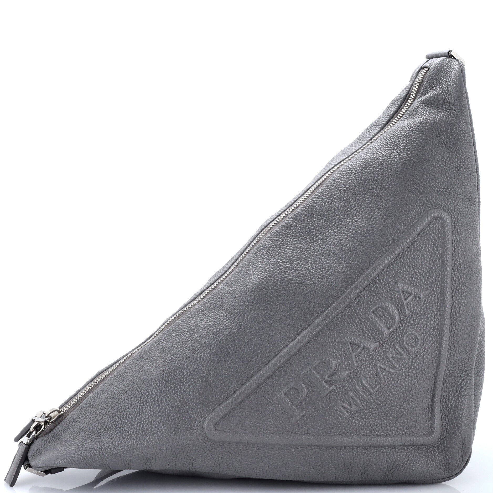 Triangle Logo Zip Messenger Leather Large