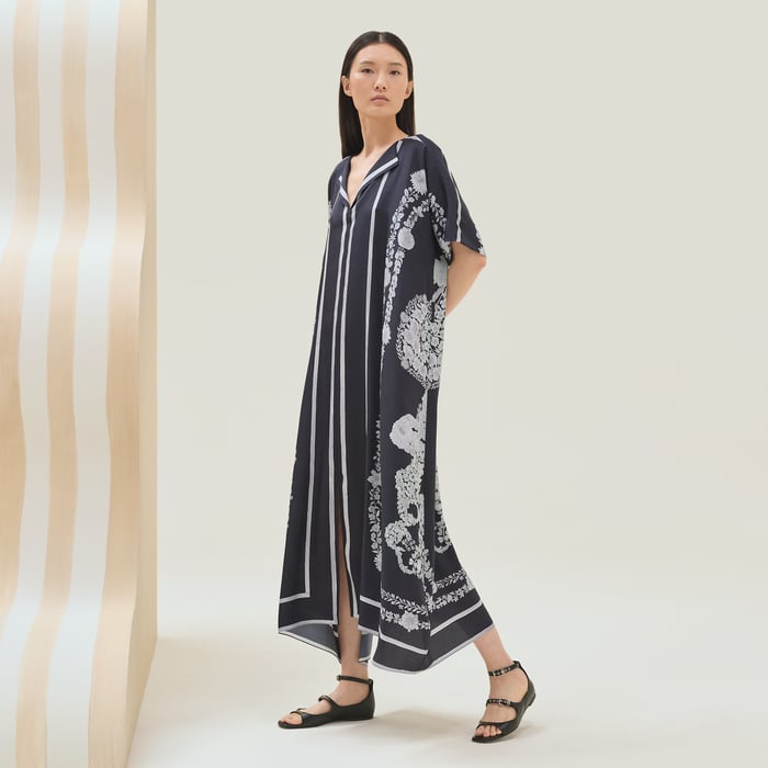 Bleu Noir "Brides De Gala Et En Fleurs" Caftan
