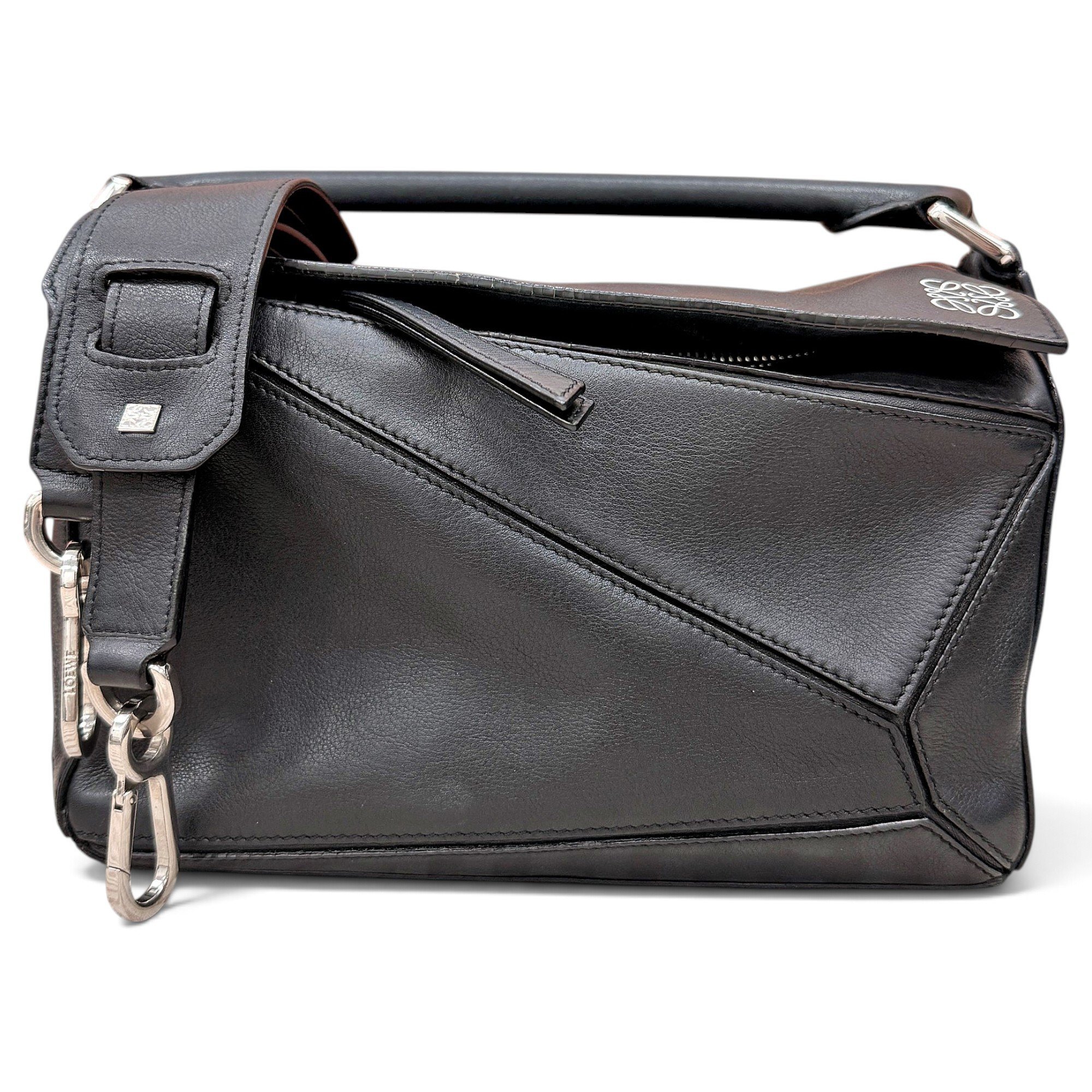 Puzzle leather handbag