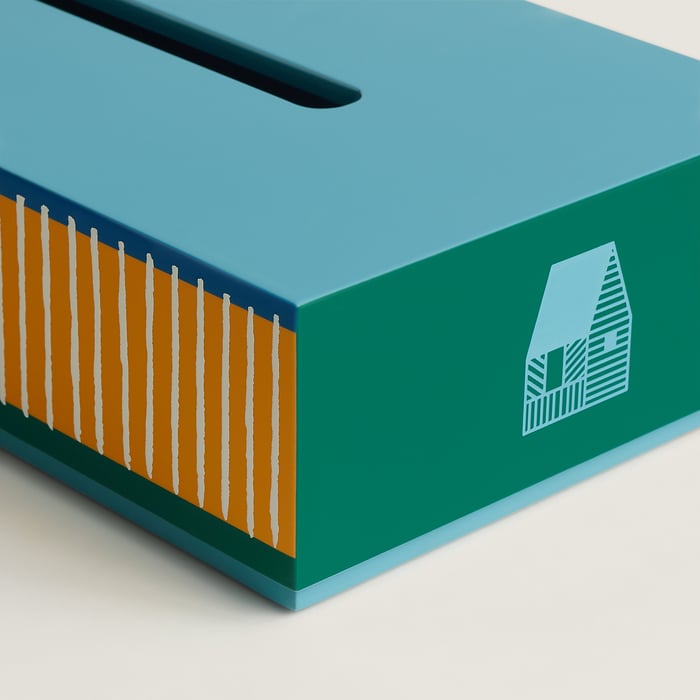 Bleu Cyan Les Cabanes Tissue Box
