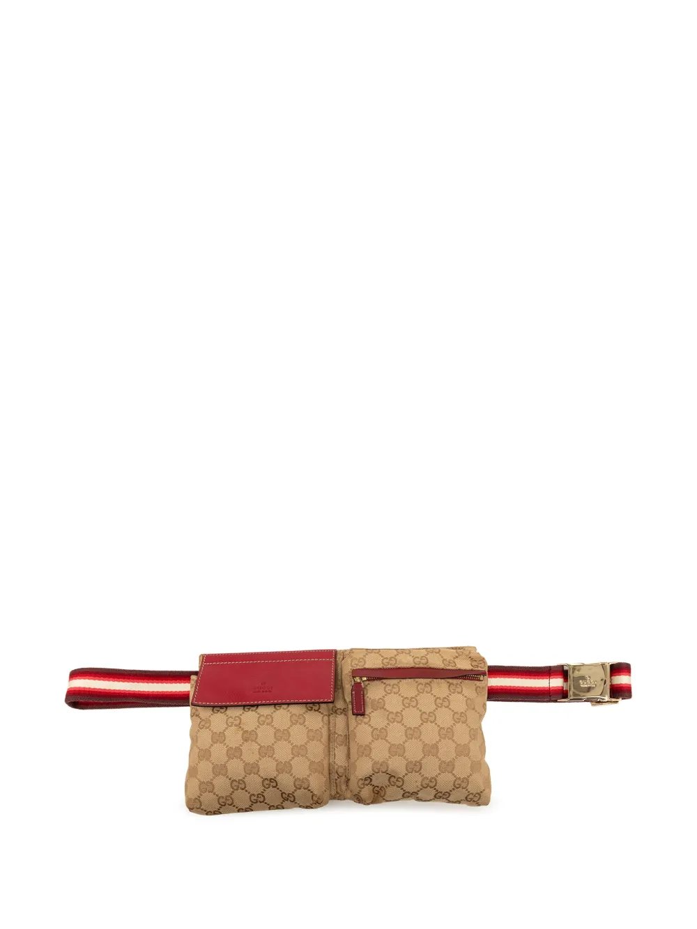 2000-2015 GG Canvas Web Double Pocket belt bag