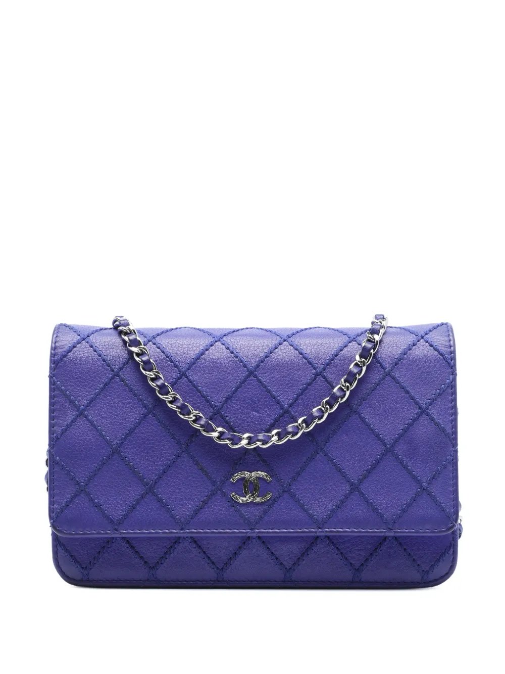 2014 CC Quilted Calfskin Fancy Wallet On Chain crossbody bag