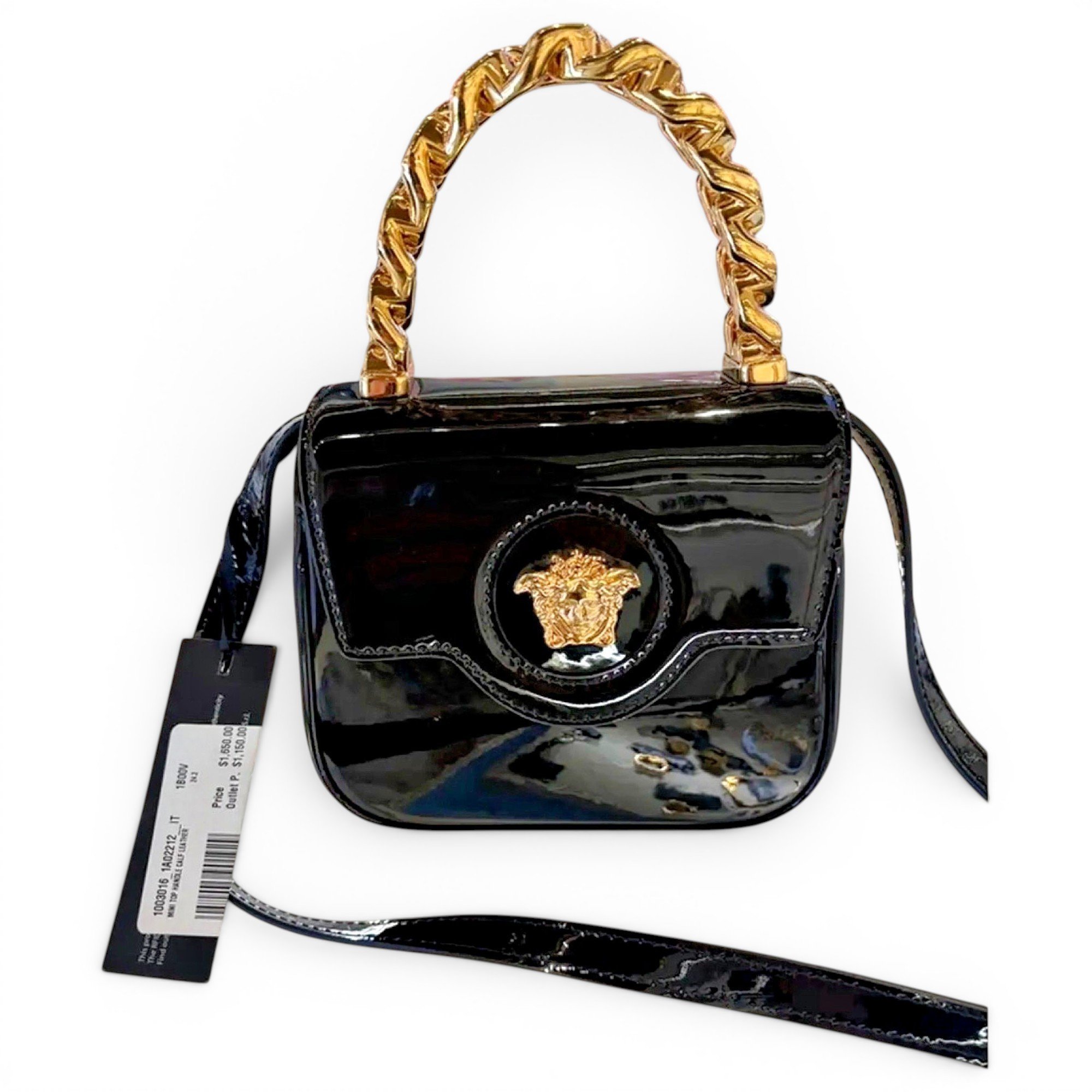 Versace La Medusa patent leather mini bag