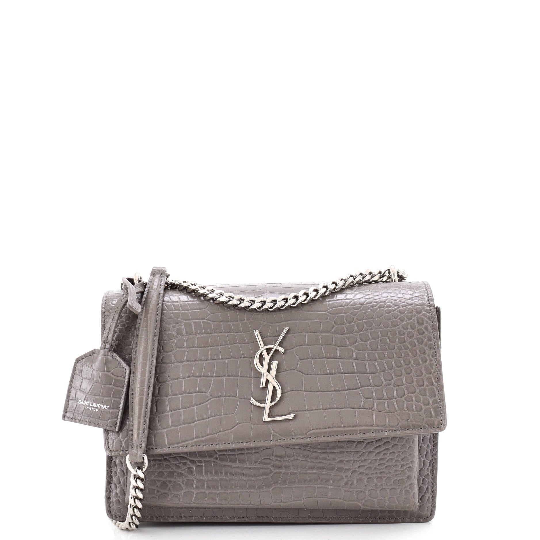 Sunset Crossbody Bag Crocodile Embossed Leather Medium