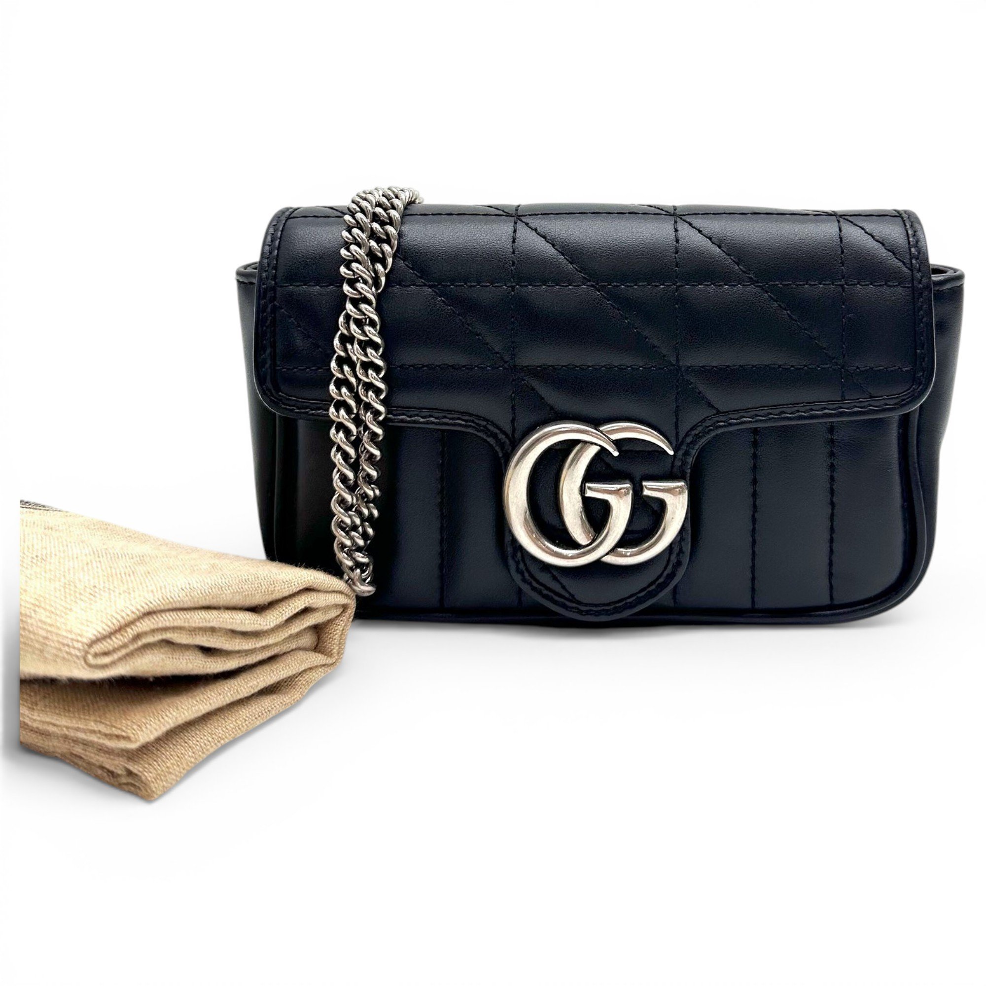 Pearly GG Marmont Chain Wallet leather crossbody bag