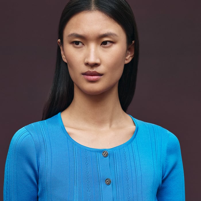 Bleu Piscine Buttoned Cardigan