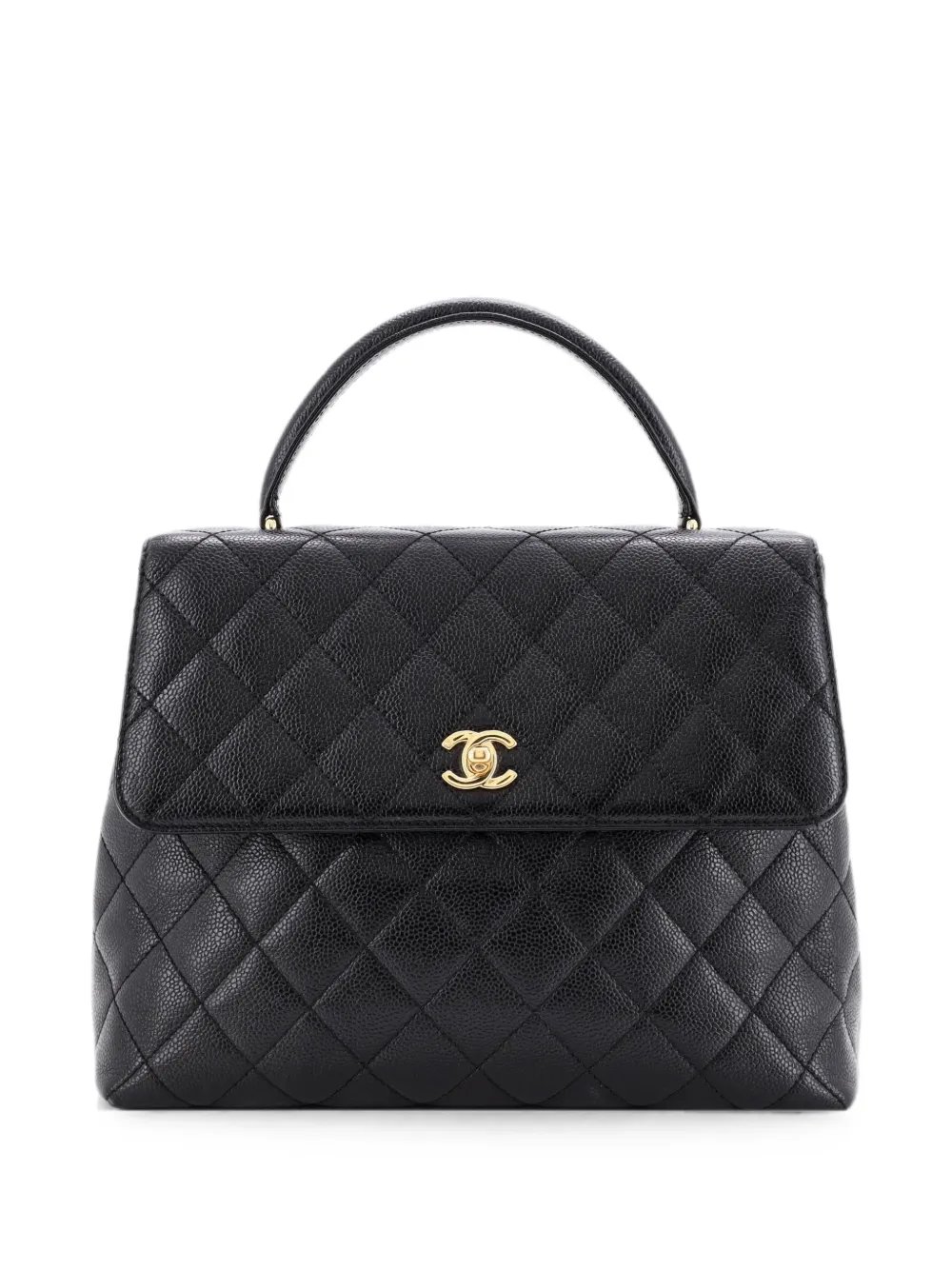Classic Top Handle Flap Bag Quilted Caviar Jumbo satchel