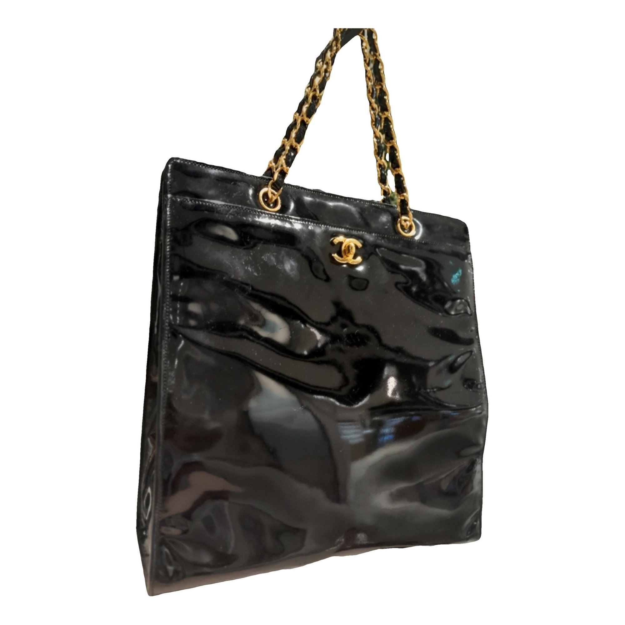 Grand shopping patent leather tote