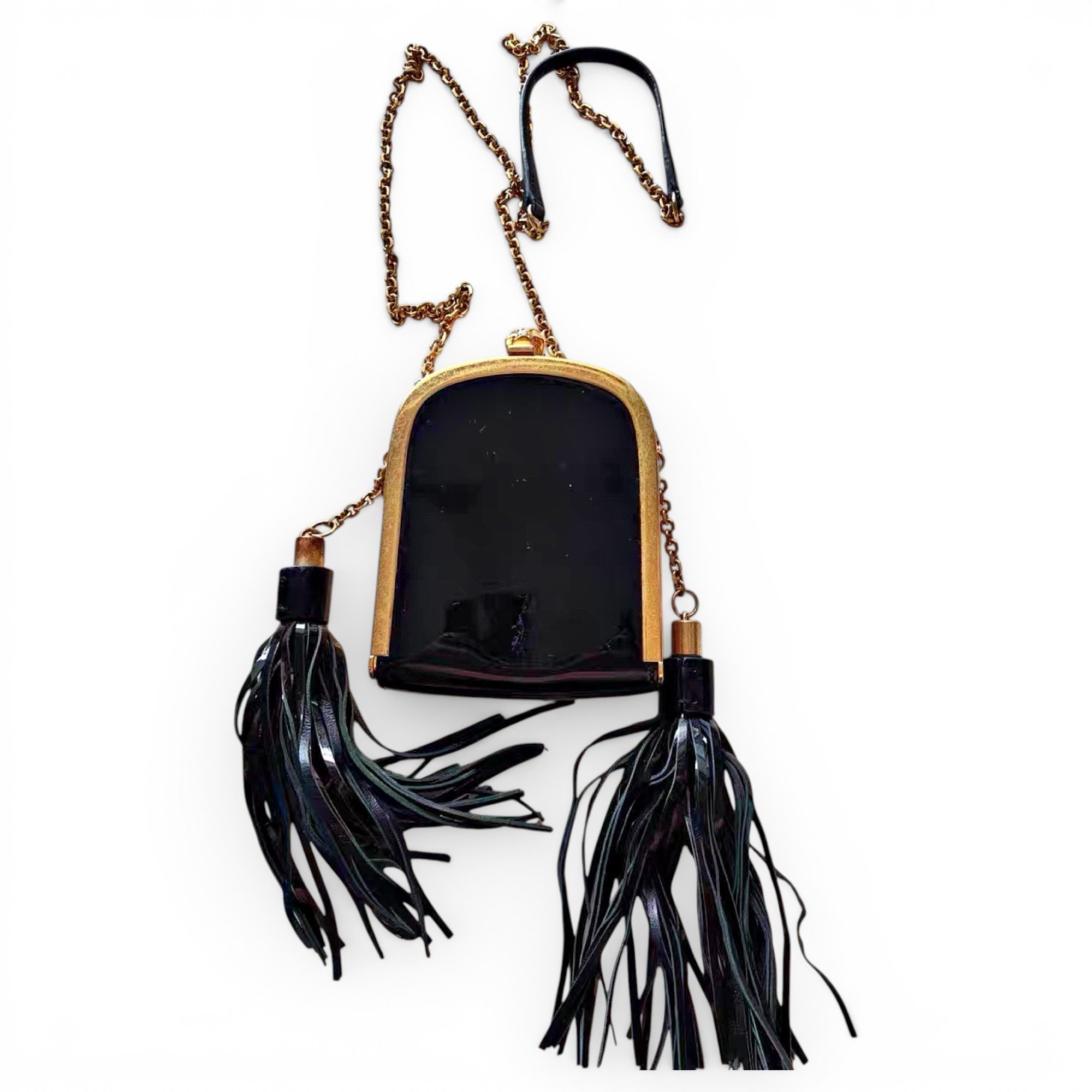 Skull leather clutch bag