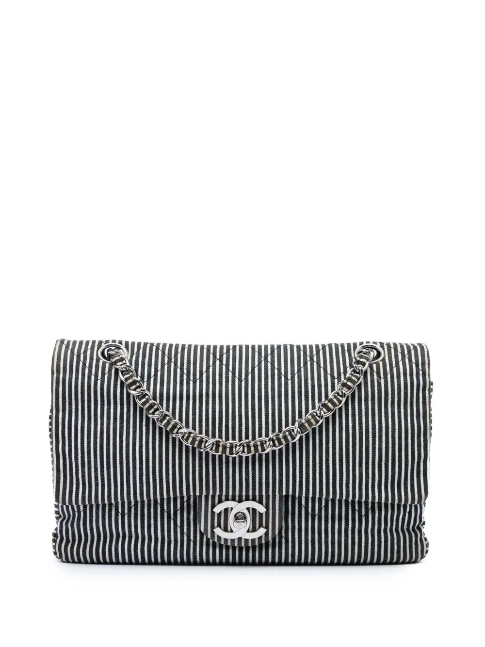 2008-2009 Medium Classic Canvas Stripes Double Flap shoulder bag