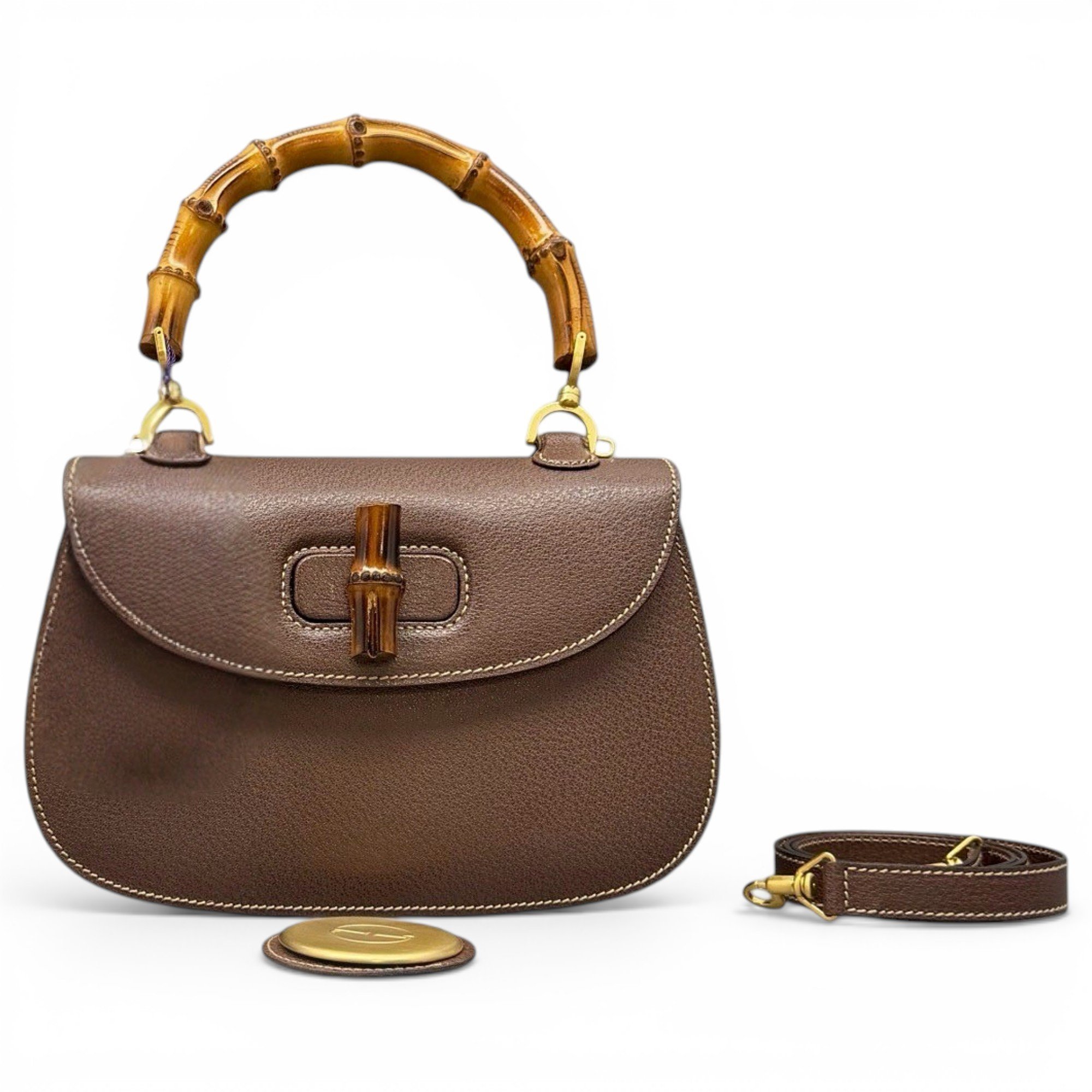 Convertible Bamboo Top Handle leather handbag
