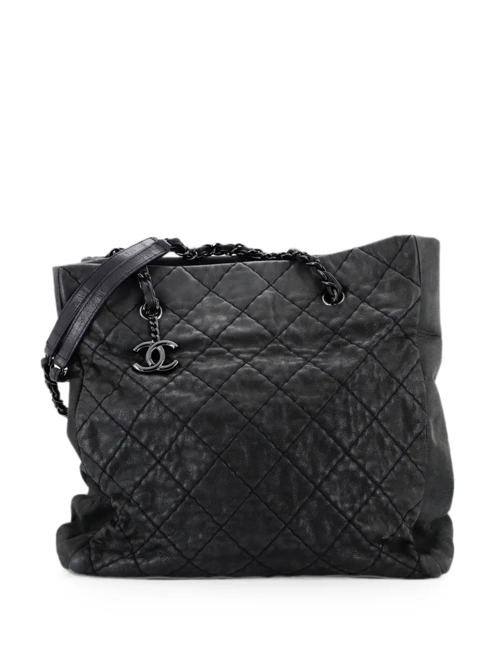 CC Charm Quilted Iridescent Calfskin Tall tote bag