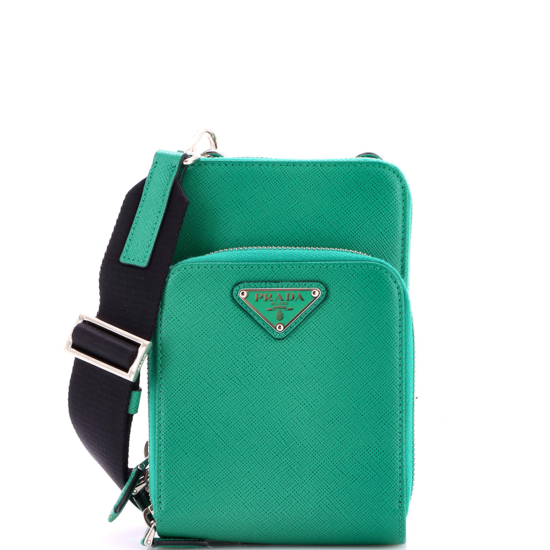 Front Pocket Phone Holder Crossbody Bag Saffiano Leather