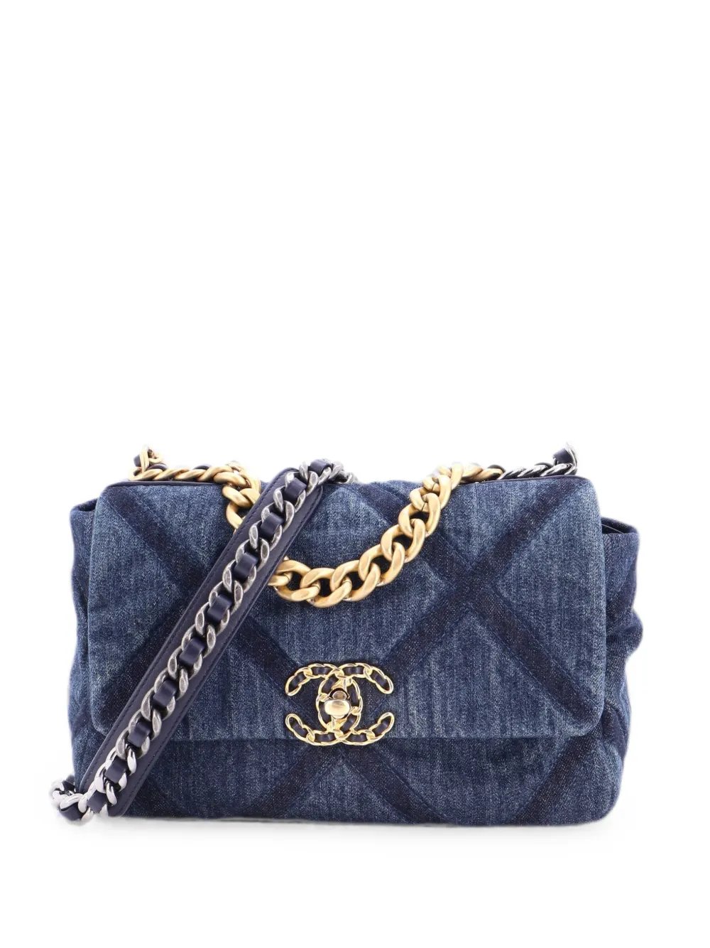 19 Flap Bag Quilted Denim Medium shoulder bag